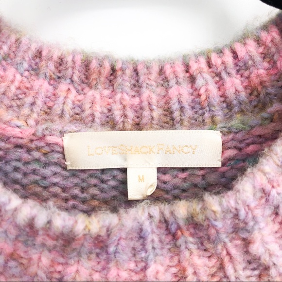 LoveShackFancy Aquarius Pullover Chunky Knit Sweater Pink Cloud Puff Sleeve - Picture 5 of 8